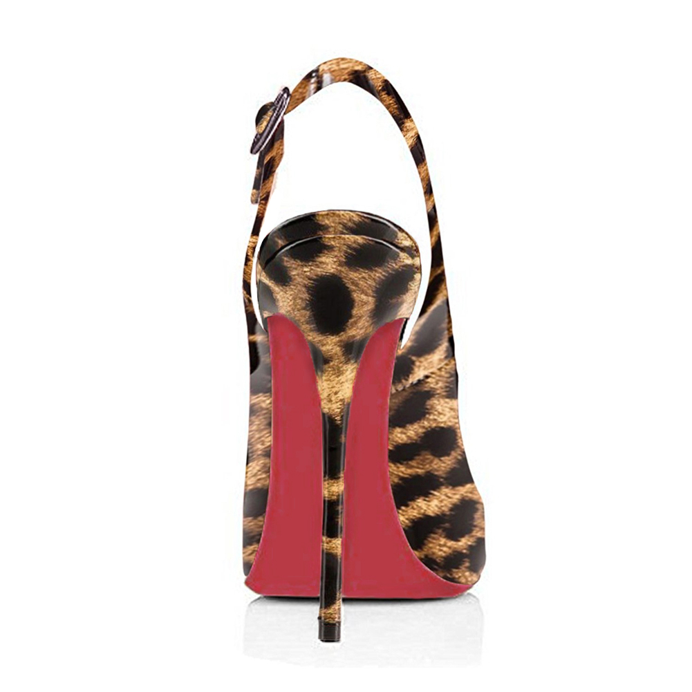 120mm Red Bottom Strap Slingback Sandals Peep Toe Platform Stilettos Patent Heels-MERUMOTE