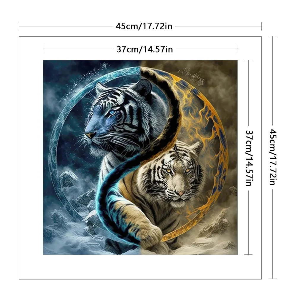 11CT Full Stamped Cross Stitch - Yin Yang Tiger(Canvas|45*45CM)