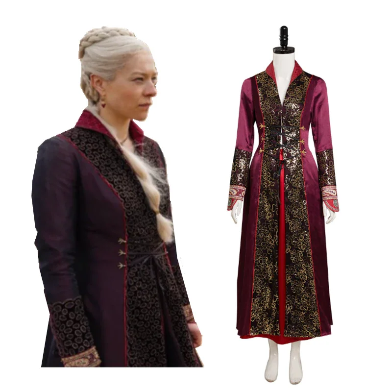 Game Of Thrones House of the Dragon Rhaenyra Targaryen Cosplay Costume Dress Coat Outfits Halloween Carnival Suit