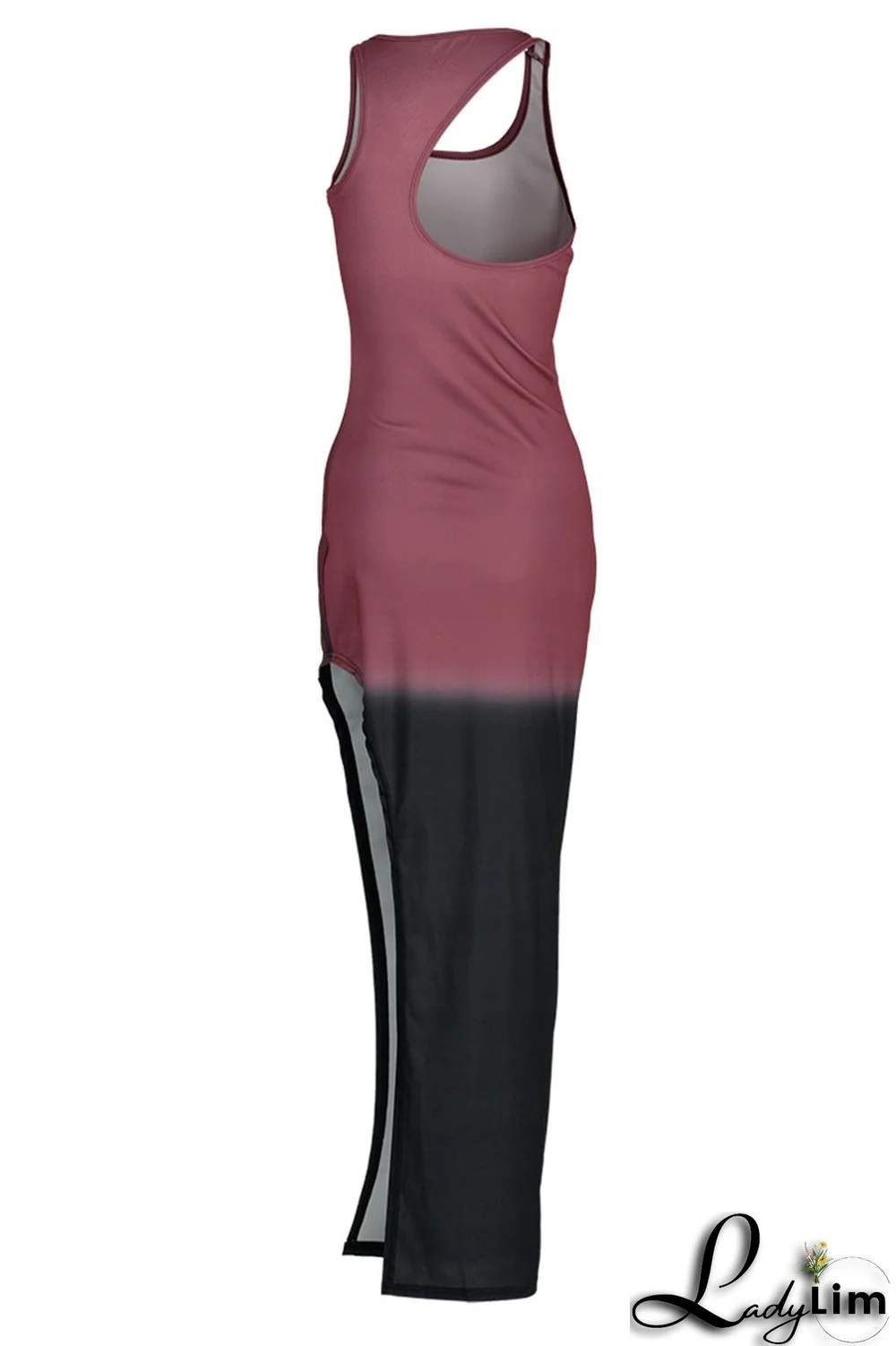 Orange Sexy Print Split Joint Slit O Neck Straight Dresses