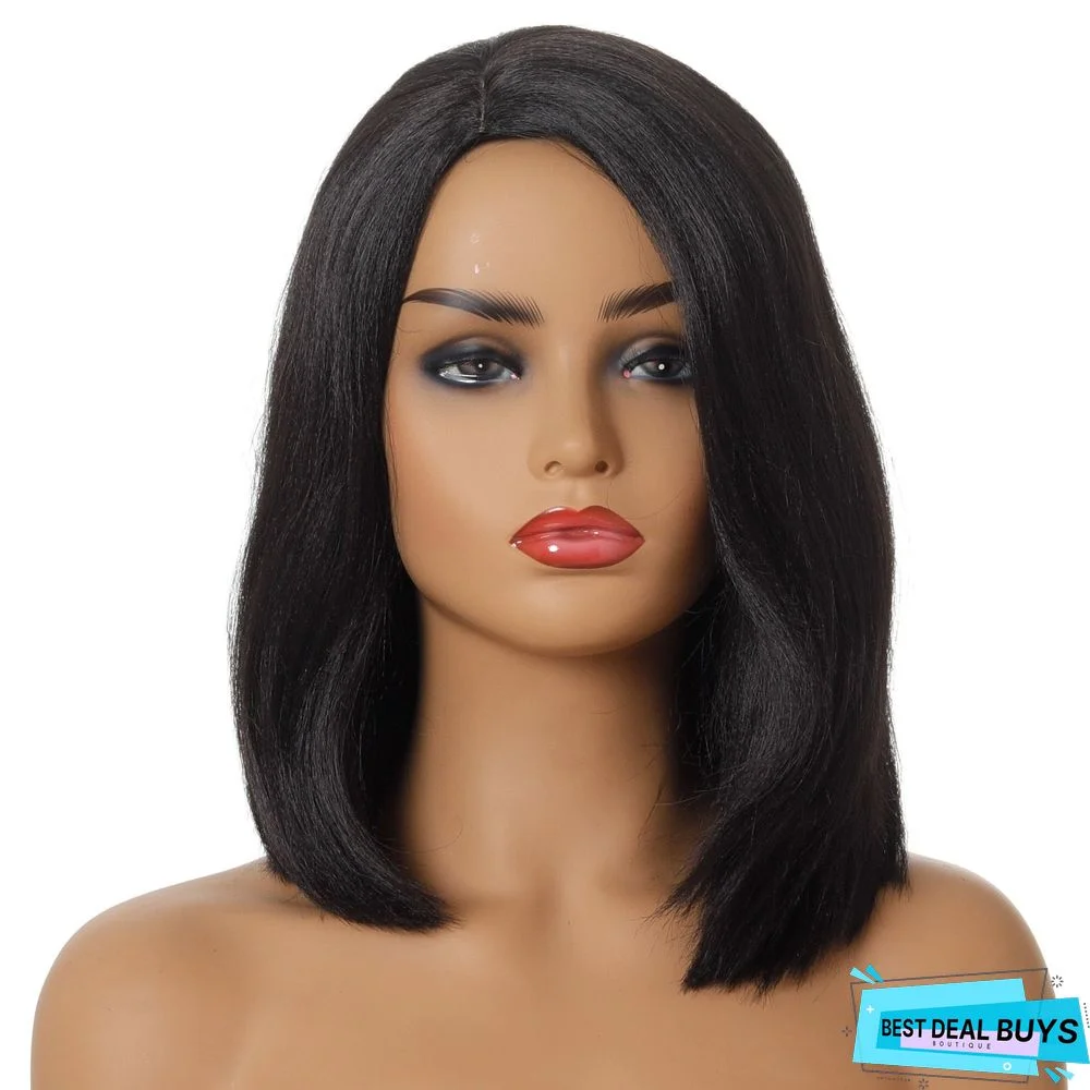 Women's Short Straight Hair Fashion Partial Split Short Hair Set Chemical Fiber Wig