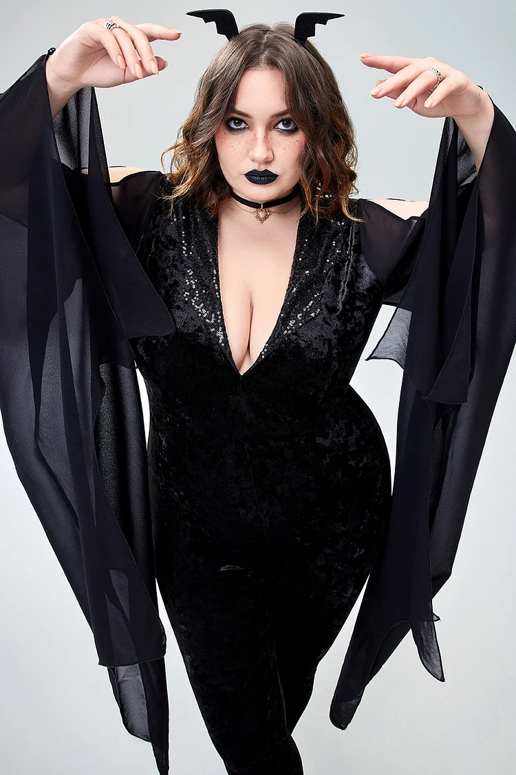Xpluswear Design Plus Size Halloween Costume Black Midnight Bat