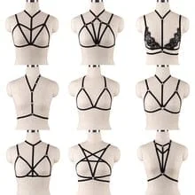 pornhint Pornhint Women  Fetish Chest Bondage Harness Lingerie Harajuku Sexy Body Harness Bra Erotic Body Cage Bra Gothic Suspenders Garter Belt