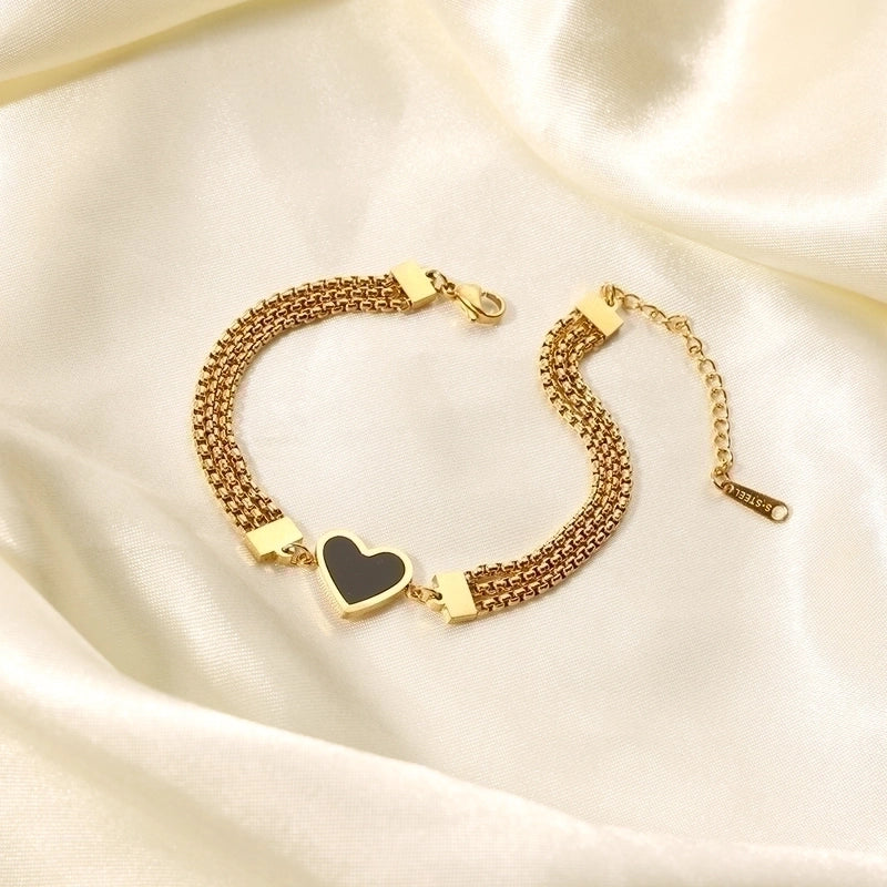 Stainless Steel 18K Gold Plated IG Style Minimalist Plating Heart Shape Acrylic Bracelets
