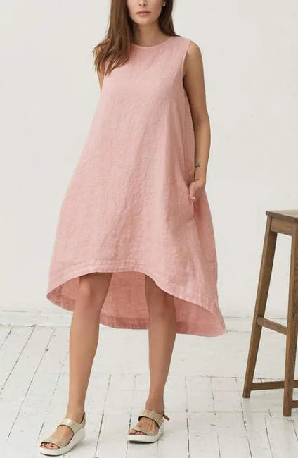 Casual Cotton Dress Lace Patchwork