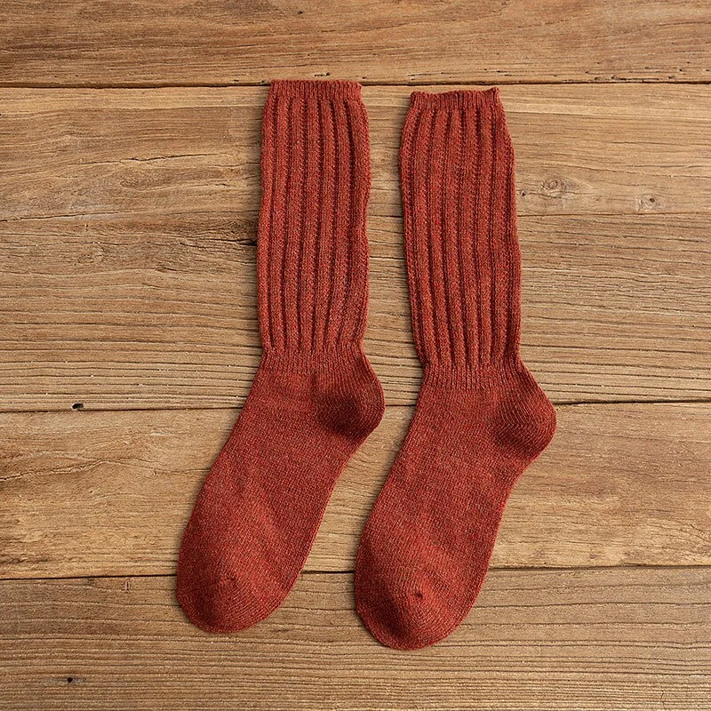 FINETOO Cotton Socks Solid Color High Quality Women Socks Winter Warm Socks Cotton Breathable Sweat-absorbing Socks Women