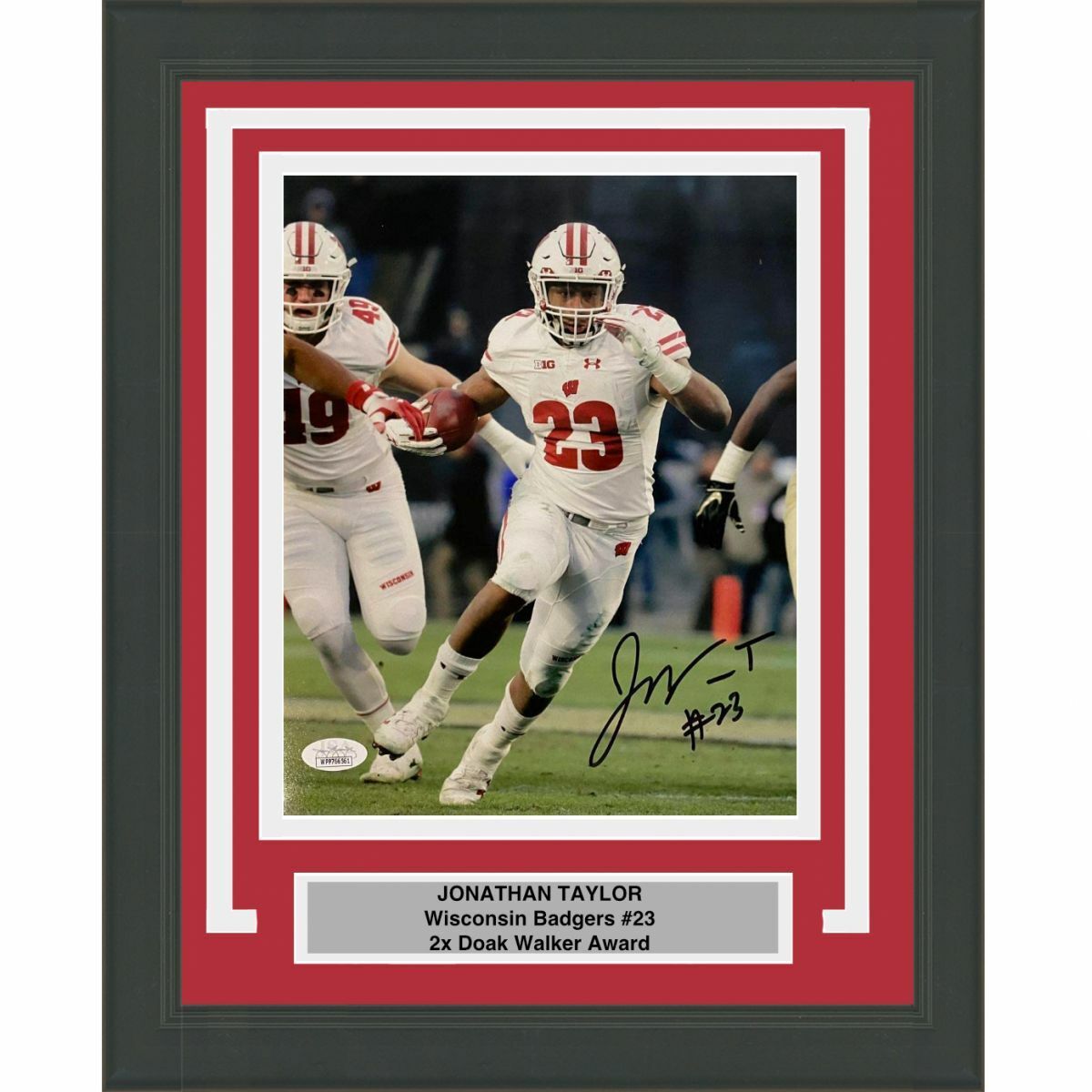 FRAMED Autographed/Signed JONATHAN TAYLOR Wisconsin Badgers 8x10 Photo Poster painting JSA COA 3