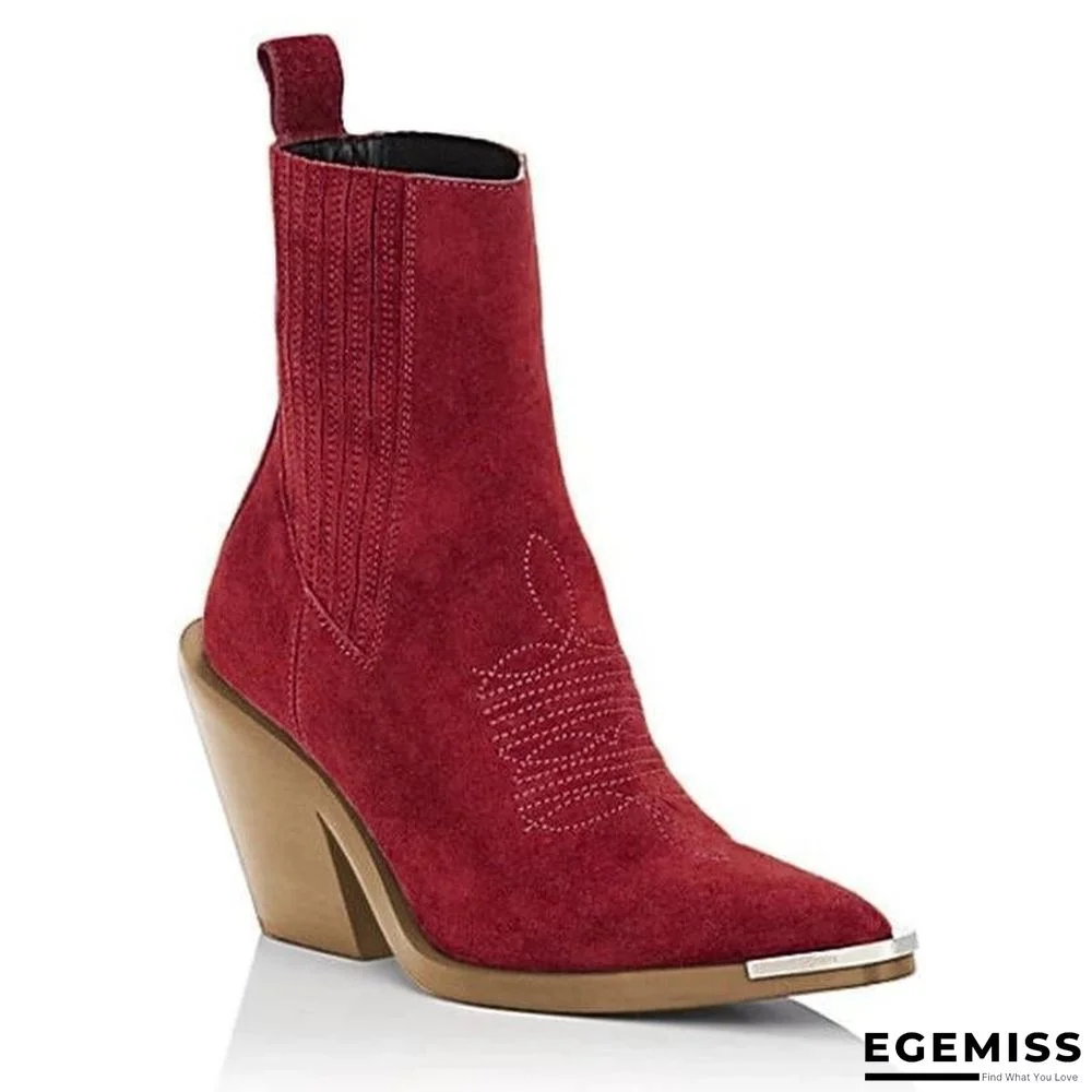 Chunky Heel Pointed Ankle Boots | EGEMISS