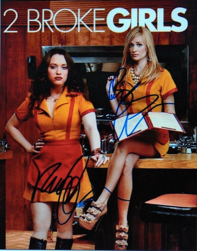 2 BROKE GIRLS CAST autographed 8X10 Photo Poster painting Beth Behrs, Kat Dennings wcoa