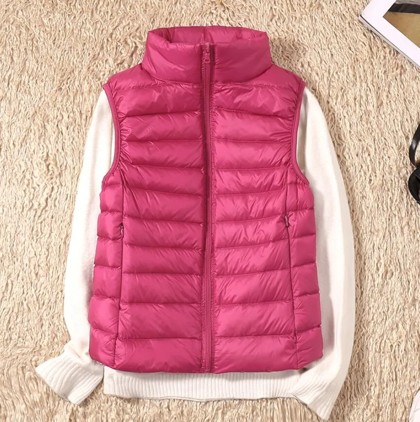 Ultra Light White Duck Down Women Vest short Jacket Autumn winter New Sleeveless Slim Portable Down Vest Coat Female Waistcoat