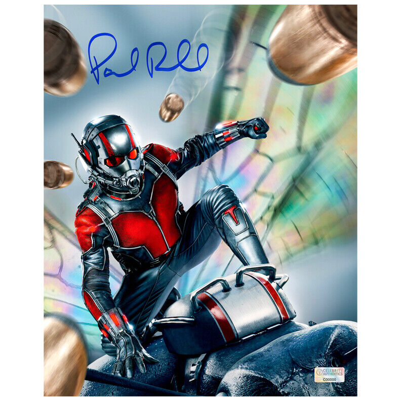 Paul Rudd Autographed Ant-Man 8×10 Action Photo Poster painting