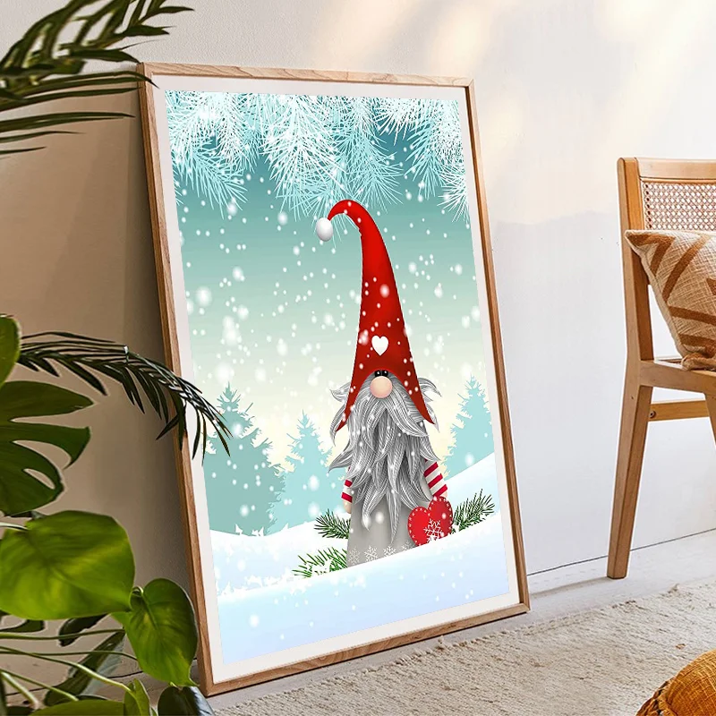 Full Round Diamond Painting 30*40cm - Gnome Christmas