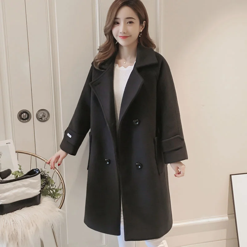 Suofun Loose Pink Casual Button Wool Blends Hot Sale Winter Warm Jacket Long Cashmere Vintage Female Autumn Women's Wool Coats