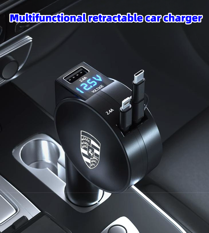 Multifunctional retractable car charger