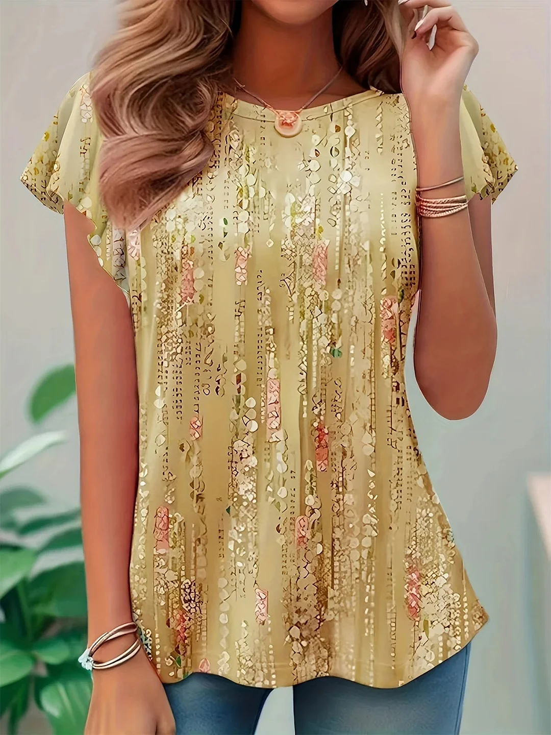 Women Half Sleeve V-neck Solid Color Dress