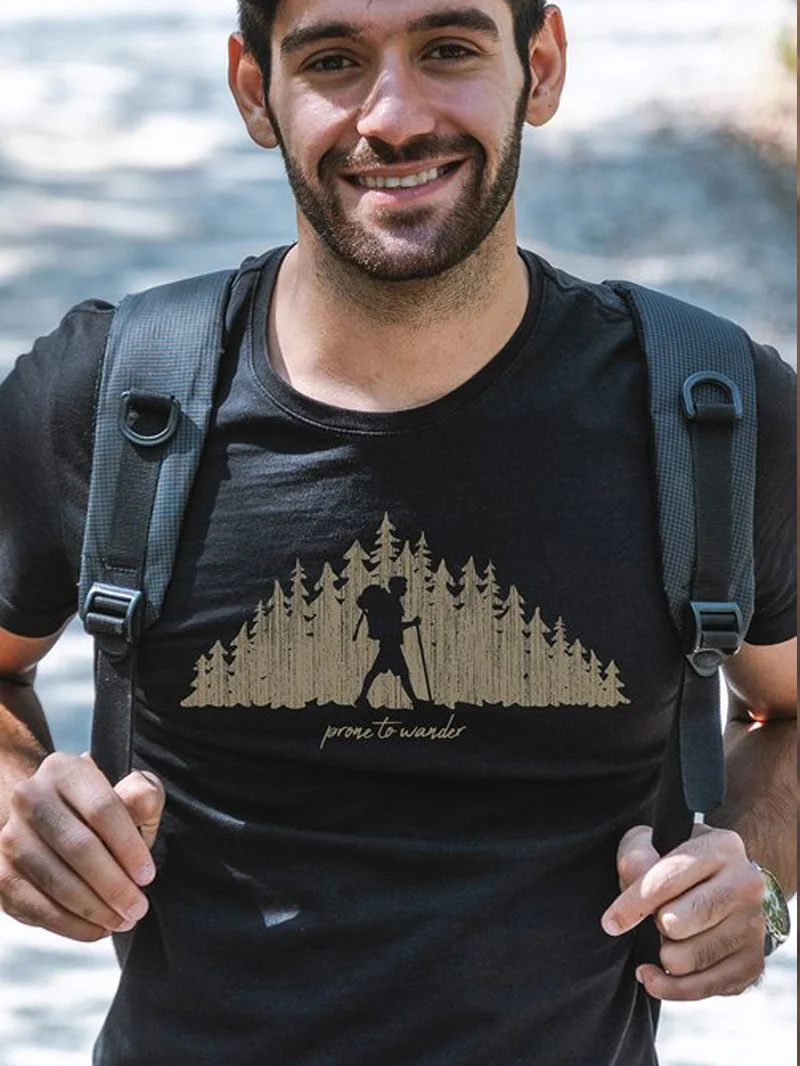 Prone To Wander Hiking Graphic Men's T-Shirt in  mildstyles