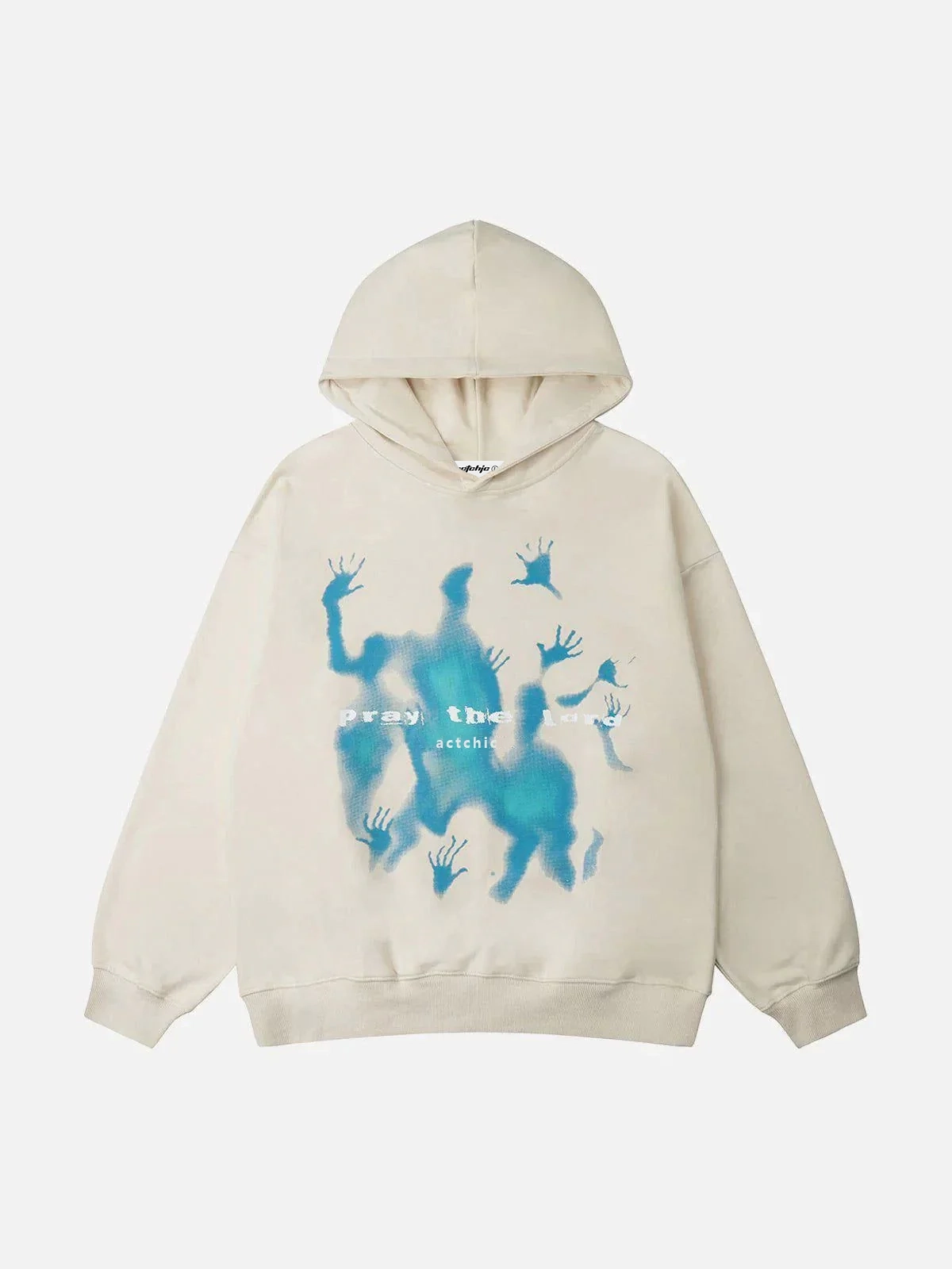Apricot Abstraction Shadow Print Oversized Y2K Hoodie Front