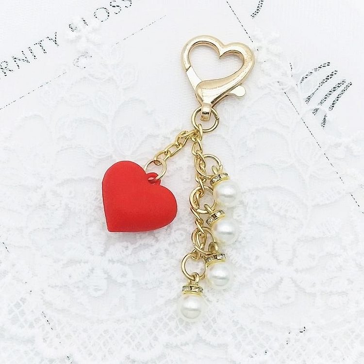 Korea Heart Pearl Keychain
