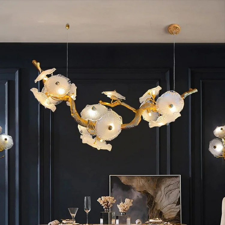 Nelumbo Tree Branch Light Fixture Linear Luxury Chandelier