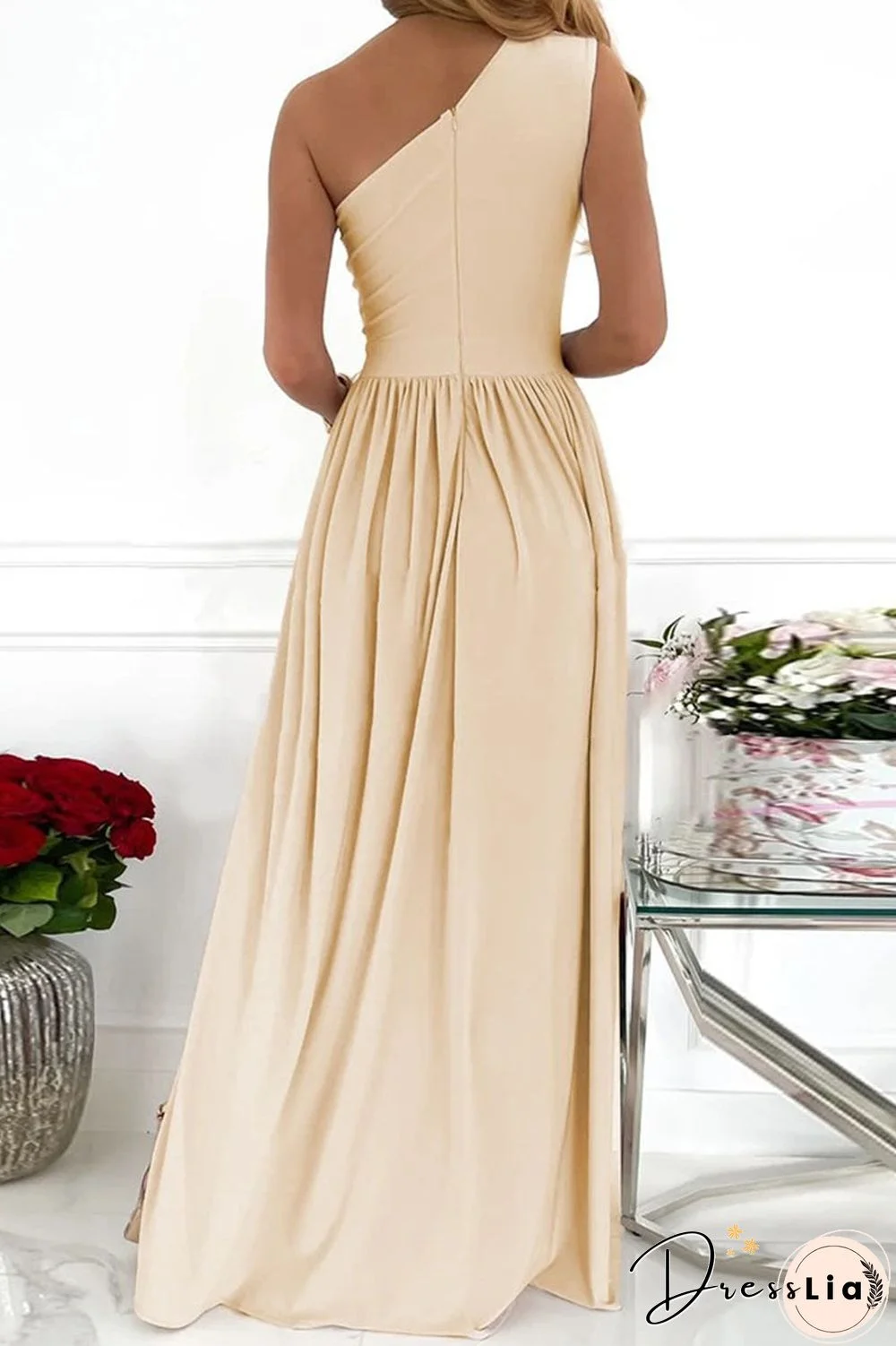 Casual Print Split Joint Slit Oblique Collar Straight Dresses(9 Colors)