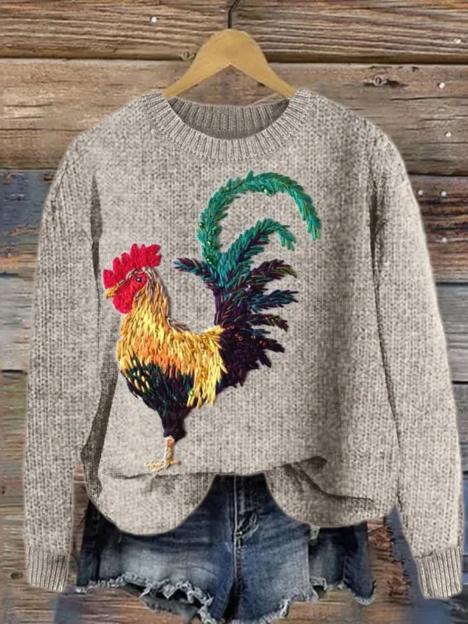 Women's Chicken Print Casual Sweatshirt