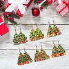 6 Pairs Double Sided Christmas Tree Diamond Painting Earrings for Women Girls