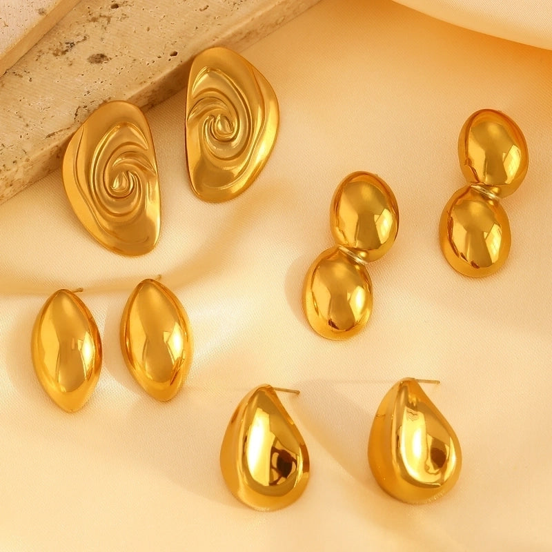 1 Pair Retro Minimalist Commute Geometric 304 Stainless Steel 18K Gold Plated Ear Studs