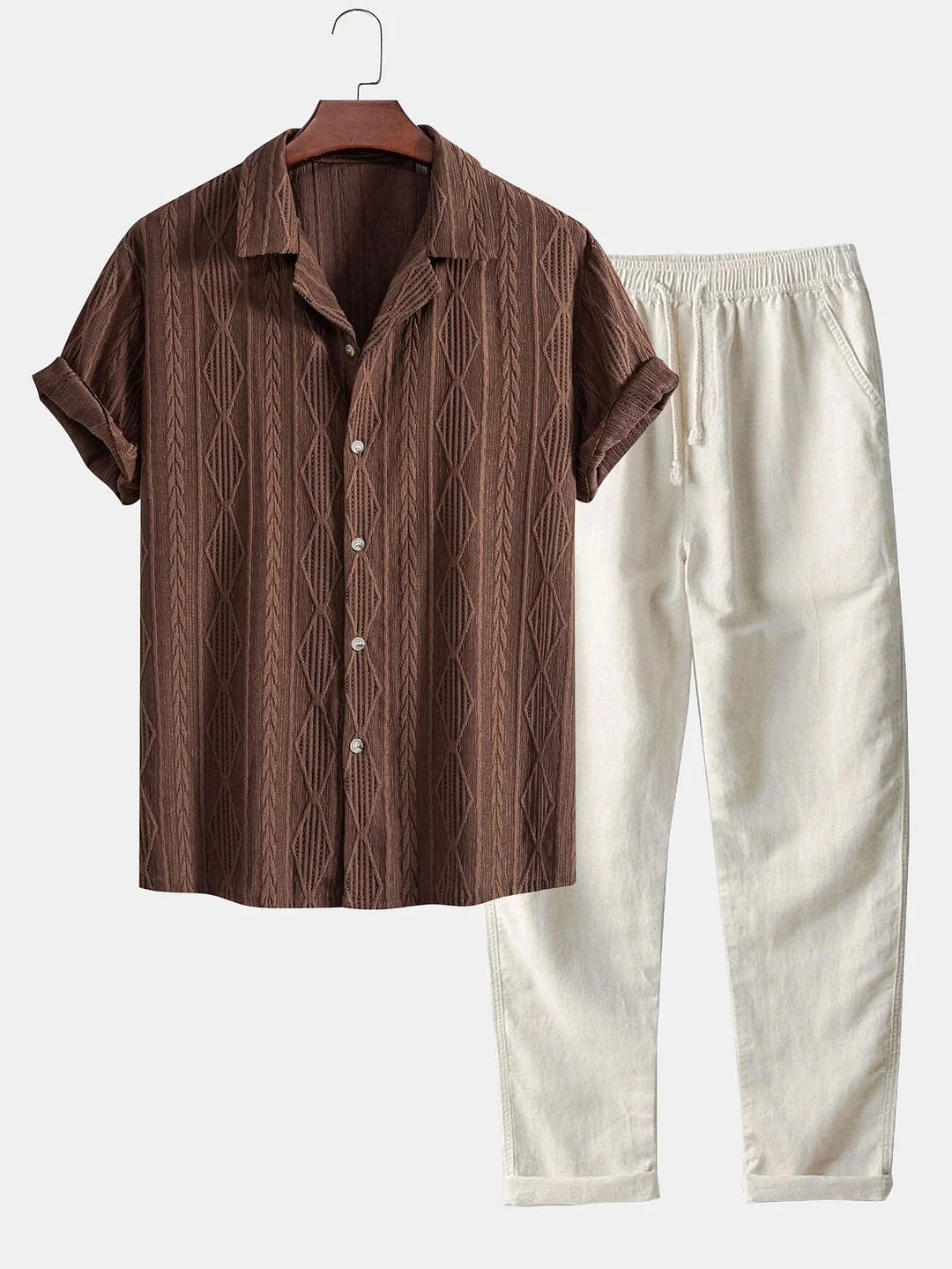Geometric Shirt & Straight Leg Linen Pants