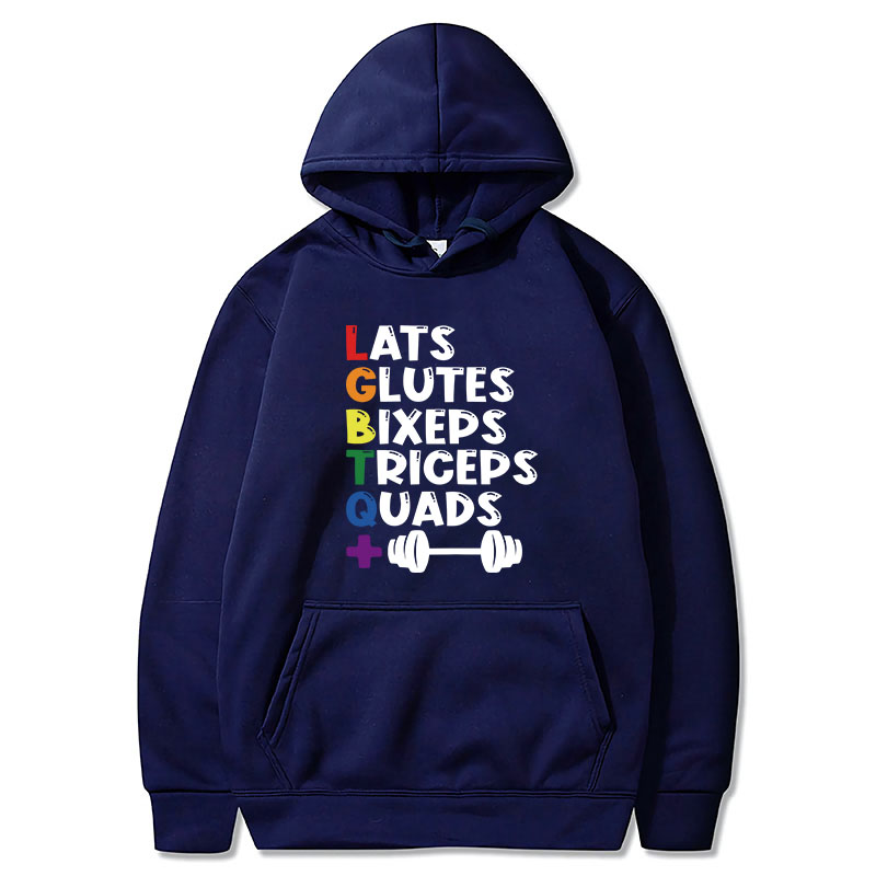 Cotton Tshirt LGBTQ Gym Hoodies Last Glutes Biceps Triceps Lgbt Humor Gym Lovers Hooded Sweatshirt Unisex Soft Casual Women Men t -shirt Tee