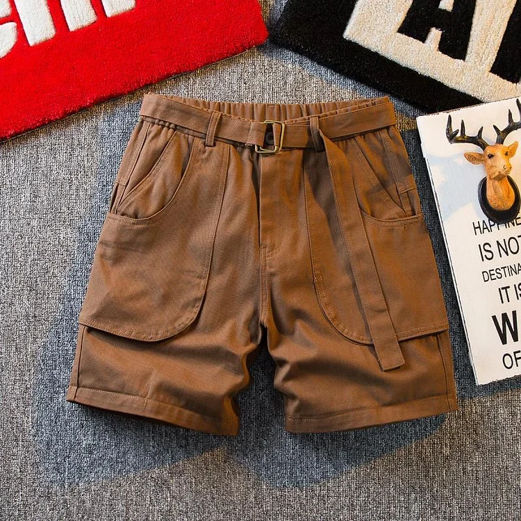 Men's Pure Cotton Casual Loose Fit Five Inch Workwear orts Summer Faion Retro Sle Multi ket Straight Leg Trousers