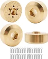 AMK 4pcs RC Brass Wheel Weights, Brass Wheel Hex Hub Adapter for 1.9in / 2.2in Beadlock Wheel Rim 1/10 RC Crawler Car Axial SCX10 Capra TRX4 TRX6 (4pcs 15mm Brass Weights)
