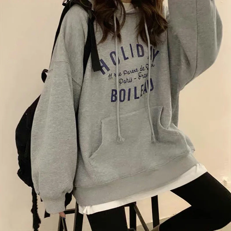 Uveng Uveng Hoodie Hoodie Female Tide 2024 Autumn Dress New Korean Version Loose Korean Version With A Hoodie Web Celebrity Women's Clothing