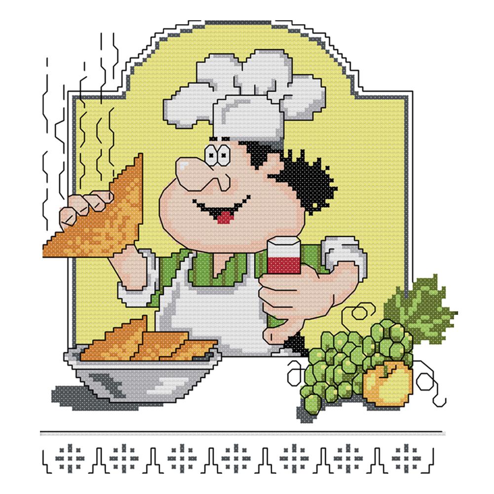 

Chef - 14CT Stamped Cross Stitch - 27*26cm, 501 Original