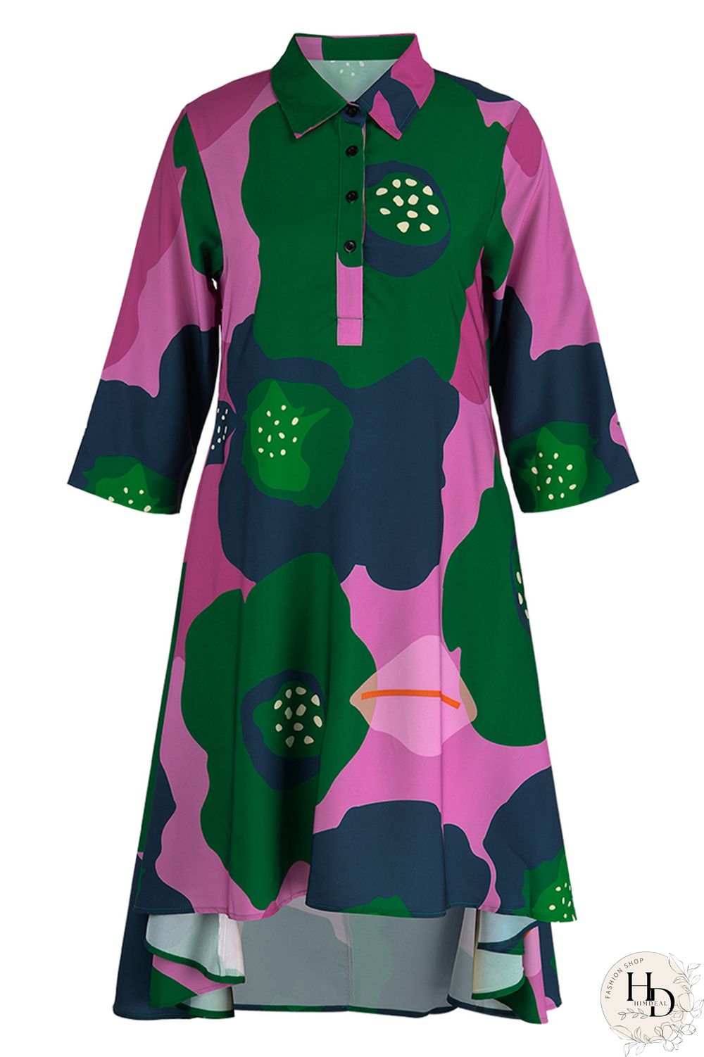 Camouflage Fashion Casual Print Patchwork Turndown Collar Shirt Dress