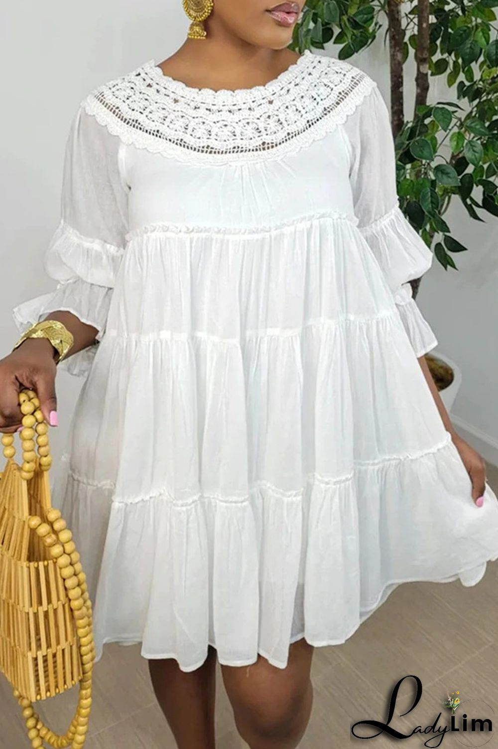 Pink Casual Solid Patchwork O Neck A Line Dresses(Without Lining)