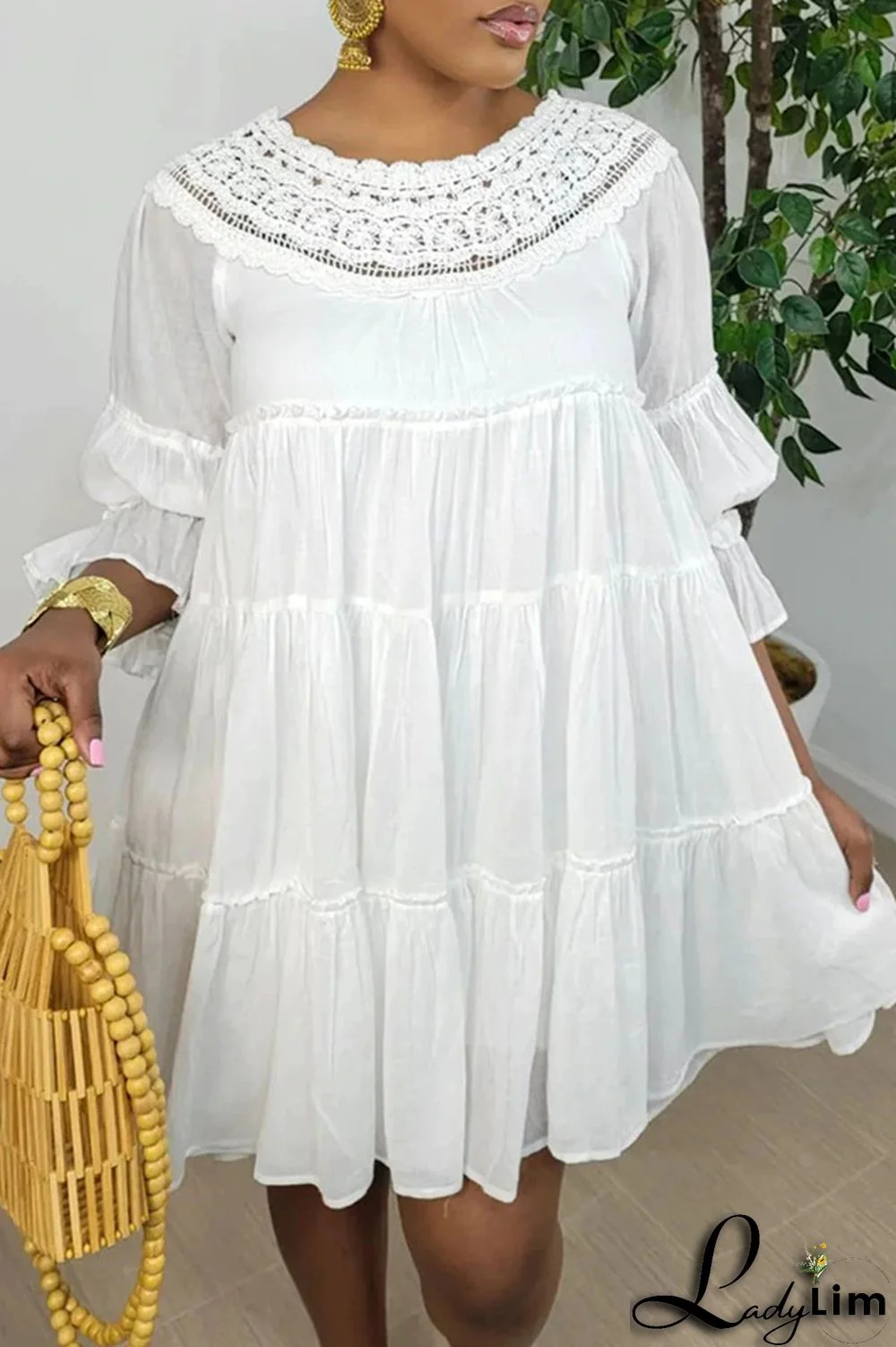 Pink Casual Solid Patchwork O Neck A Line Dresses(Without Lining)