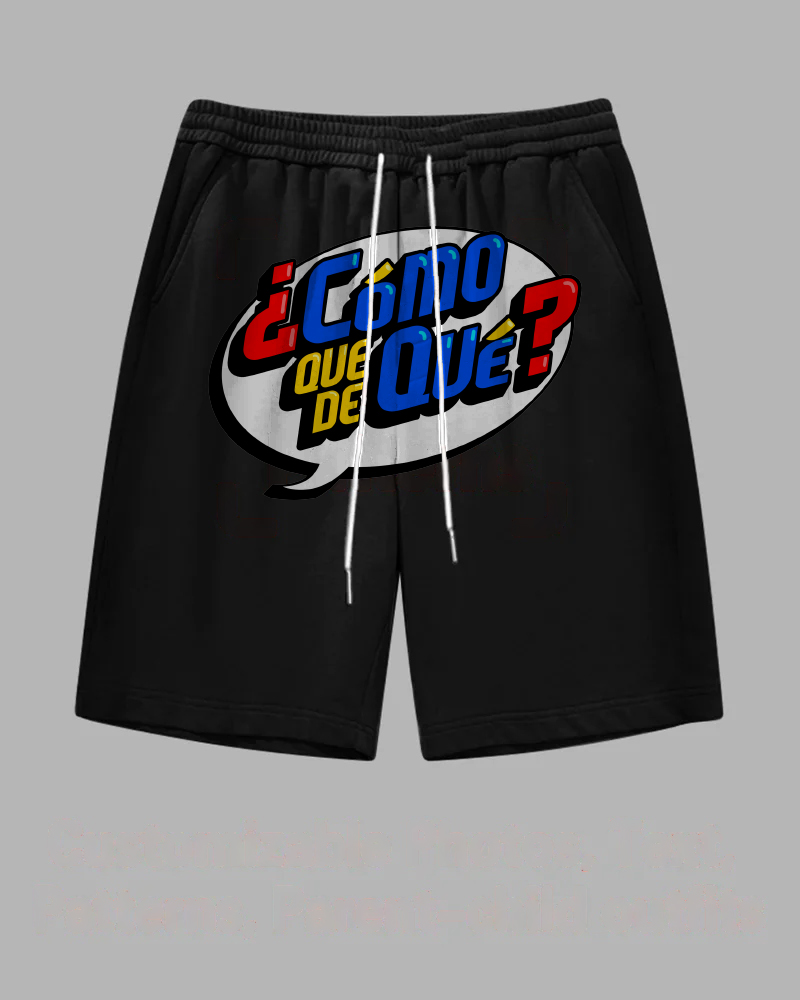 Big and Tall Guy's Black Spanish Phrase Print Shorts