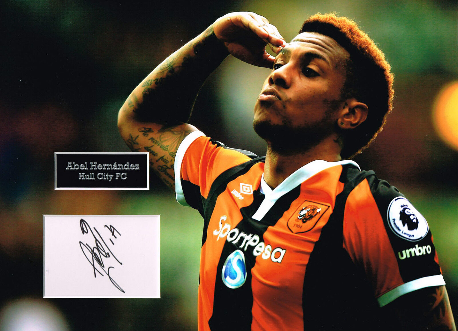 Abel HERNANDEZ SIGNED Autograph 16x12 Photo Poster painting Mount AFTAL COA Hull CITY