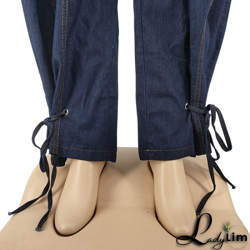 Summer Plus Size Sleeveless Denim Jumpsuit with Belt