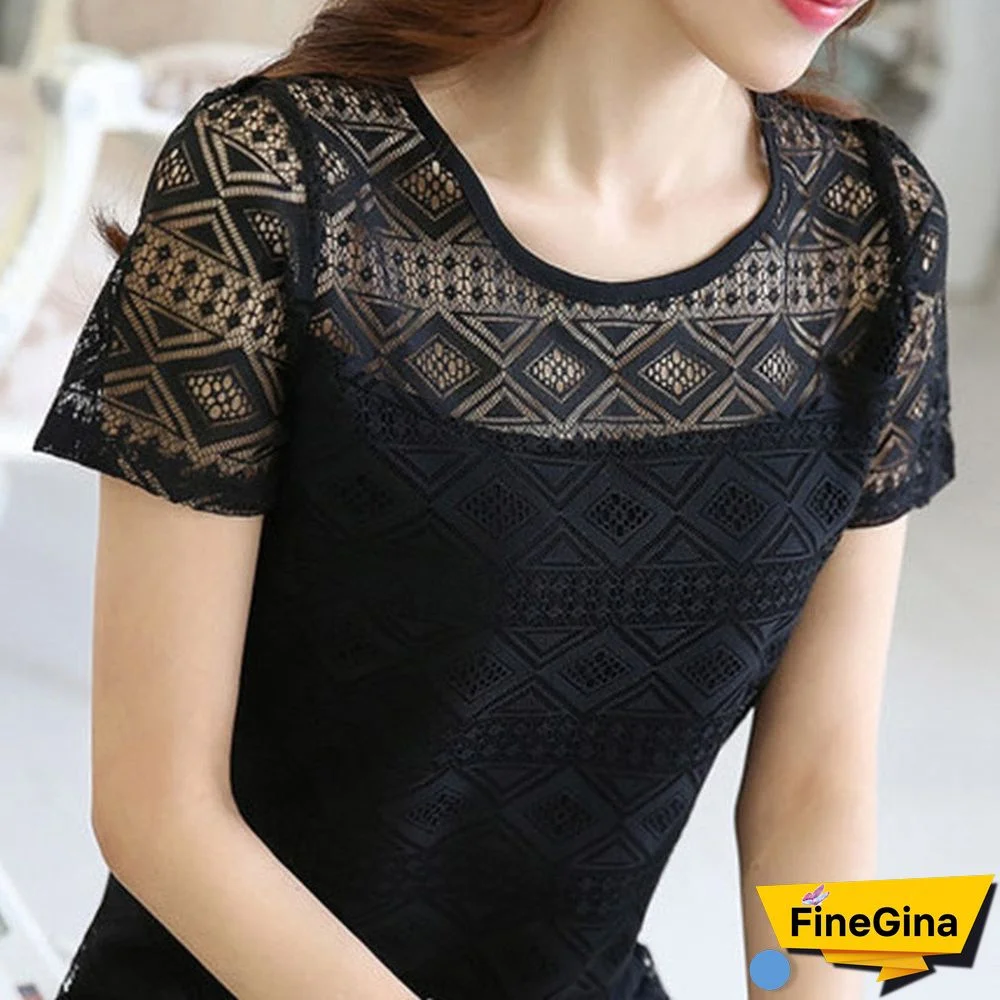 New Women Clothing Chiffon Blouse Lace Crochet Female Korean Shirts Ladies Blusas Tops Shirt White Blouses slim fit Tops