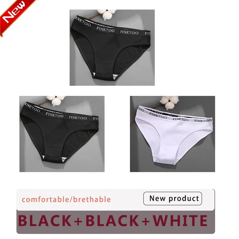 3PCS/Set Cotton Underwear For Woman Sexy Letter Panties Underpants Female M-XL Briefs Intimates Lingerie 6 Solid Color Pantys