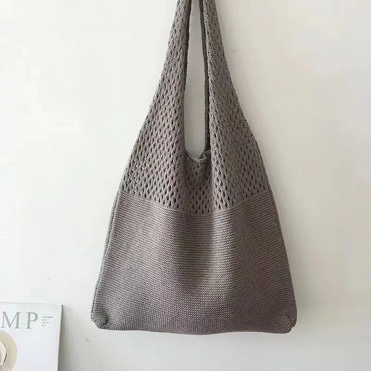 Retro Hollow Hand-Held Shoulder Knitted Wool Bag