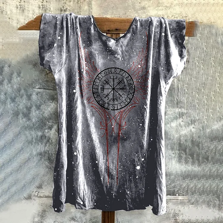 Viking Viking Print Washed T-Shirt
