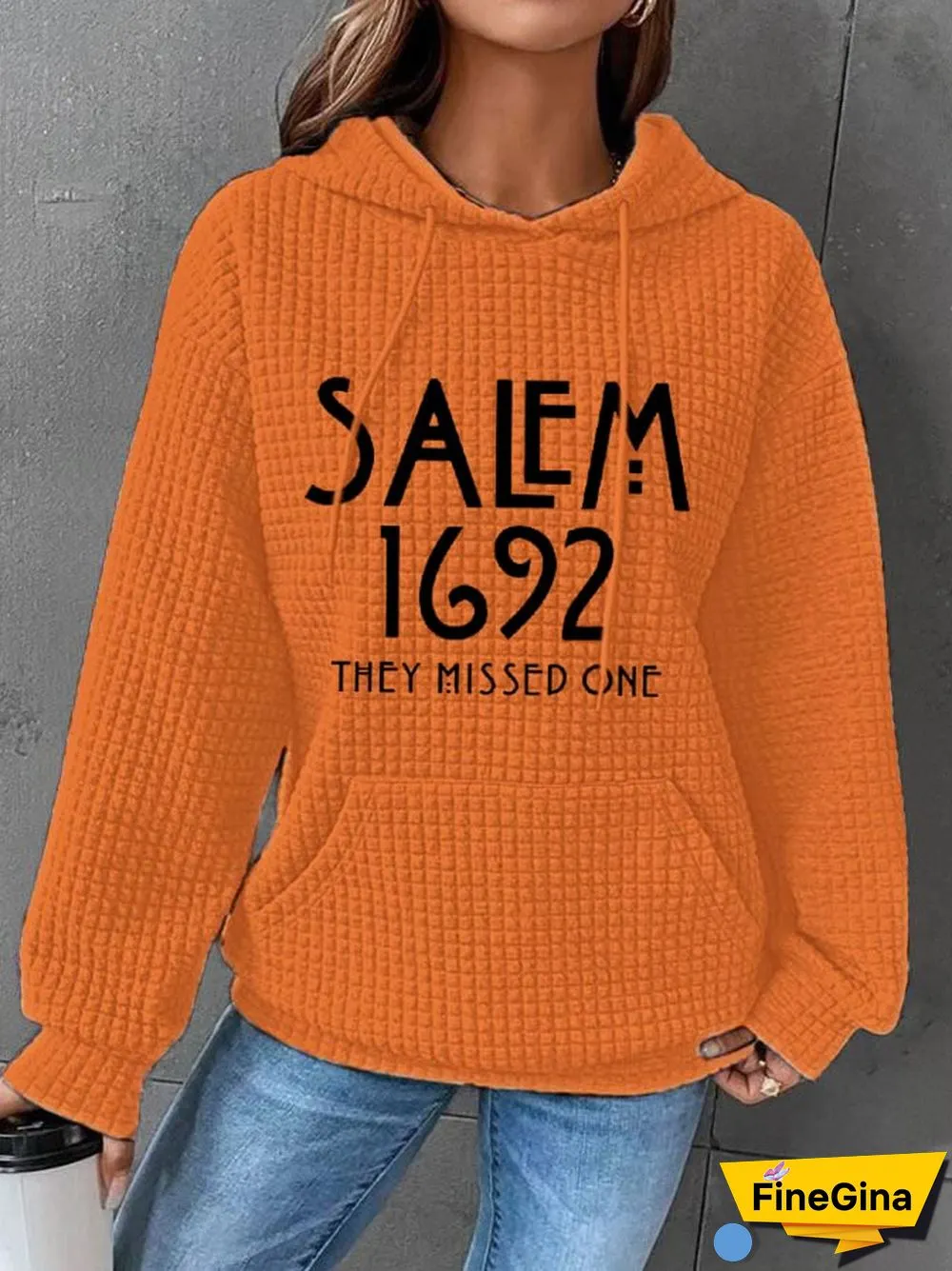 Women's 1692 They Missed One Salem Witch Print Waffle Hoodie