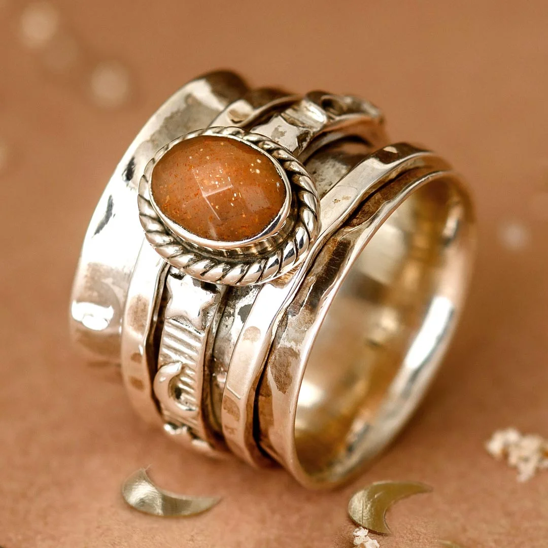 Peach Moonstone Celestial Fidget Ring