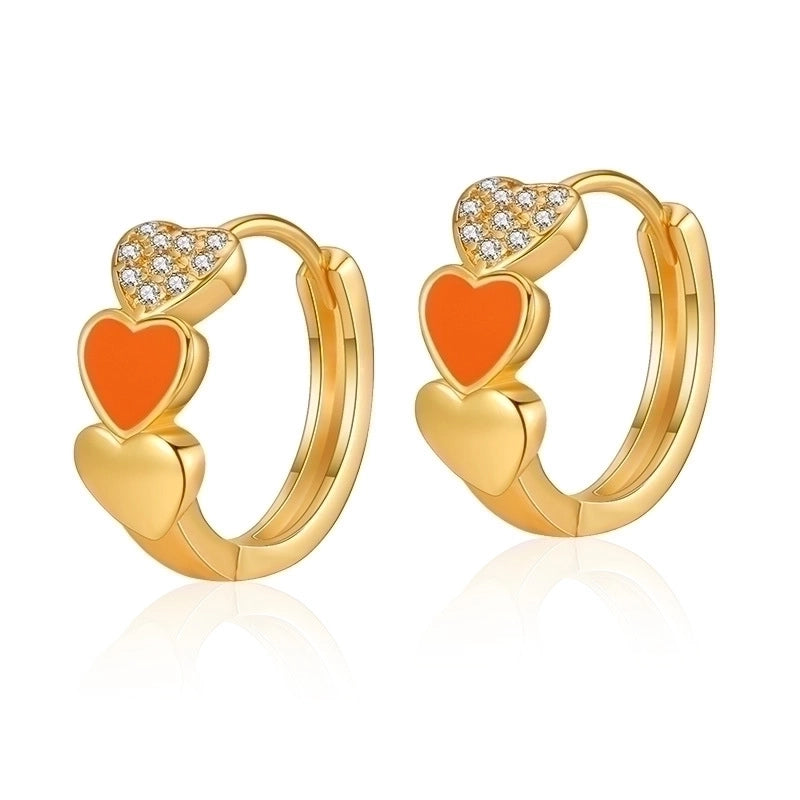 1 Pair Retro Sweet Triangle Devil’s Eye Heart Shape Enamel Plating Inlay Copper Zircon 18k Gold Plated Ear Studs