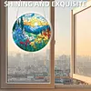 (18.5cm)DIY Acrylic Jigsaw Puzzle Window Hanging with Hanging Chain DIY Stained Glass Decoration Round Window Puzzle Decor for DIY Craft Project (Sunrise Landscape)