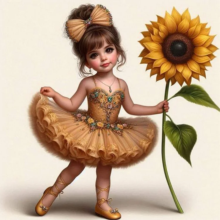 Ballet Girl And Flowers 30*30CM (Canvas) Full Round Drill Diamond Painting gbfke