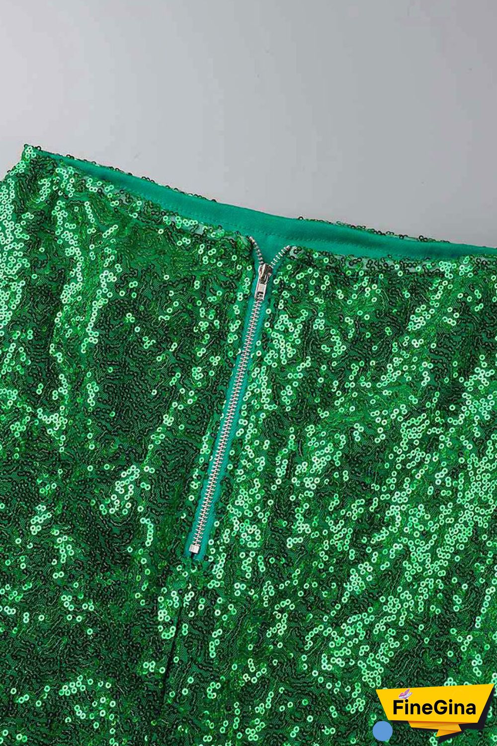 Champagne Sexy Solid Sequins Patchwork O Neck Long Sleeve Two Pieces