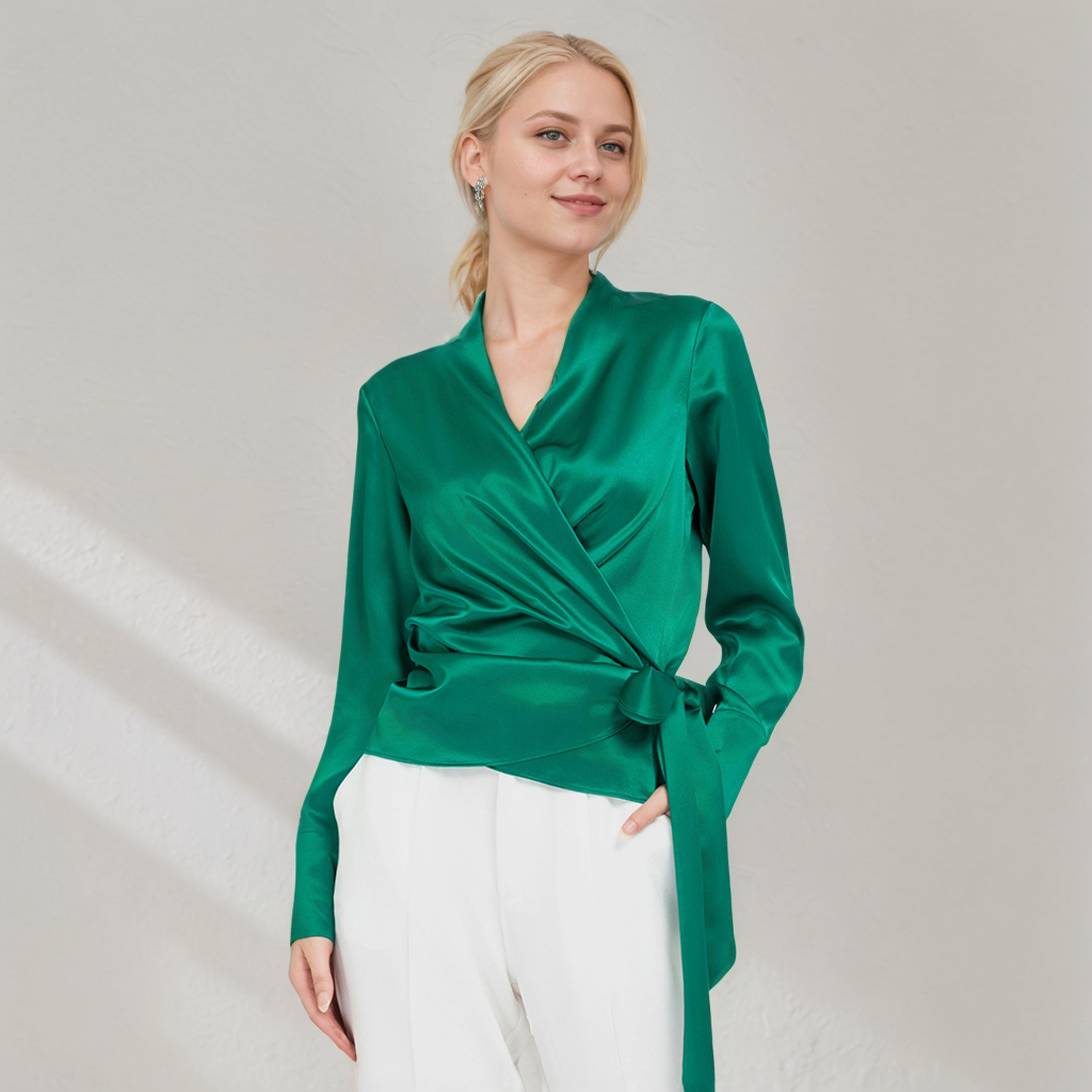 Women's Waist Strap Silk Blouse REAL SILK LIFE